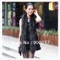 Real Long Lambs Leather Vest with Full Length Genuine Raccoon Fur Collar M