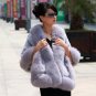 Luxuy Large Genuine Rex Rabbit Fur Shawl with Fox Trim, White