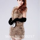 Gorgeous Genuine REAL Raccoon Fur Long Vest, Random Belt Included, M