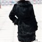 Genuine Real Rabbit Fur Coat with Raccoon Fur Collar, Brown, M