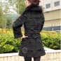 Genuine Real Rabbit Fur Coat with Fox Fur Collar, Grey, M