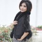 Genuine Knitted Mink Fur Shawl with Real Fox Fur Trims White