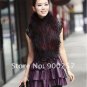 Cute Sexy REAL Leather minis skirt vest Racoon Trim, Black