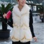 Beautiful Genuine Real Fox Fur Long Vest With Belt L
