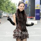 Cute Sexy REAL Leather minis skirt vest Racoon Trim, Brown