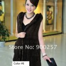 Genuine Knitted Hooded Mink Fur Long Vest, Brown