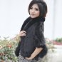Genuine Knitted Mink Fur Shawl with Real Fox Fur Trims, Brown