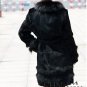 Genuine Real Rabbit Fur Coat with Raccoon Fur Collar Brown, XXL