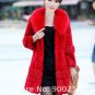 Genuine Real Rabbit Fur Coat with Satin Rose Decoration, White, XL