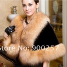 Genuine Top Quality Mink Fur Wrap/Shawl Fox Fur Trims, Black/Brown Fox