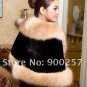 Genuine Top Quality Mink Fur Wrap/Shawl Fox Fur Trims, Black/Brown Fox
