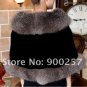 Genuine Top Quality Mink Fur Wrap/Shawl Fox Fur Trims, Black/Brown Fox