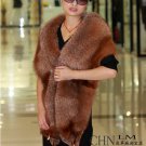 Genuine Whole Hide Real Fox Fur Scarf/Shawl Brown