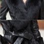 Lamb Leather Coat, REAL Mink fur Trimming & Fox Collar, Brown, M