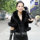 Luxurious!!Genuine REAL Patched Mink Fur Shrug/Cape, Black, L