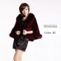 Luxury Genuine Sheared Rabbit Fur Shawl with Fox Trims Navy