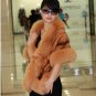 Luxuy Large Genuine REAL Mink Fur Shawl with Fox Trim, Black