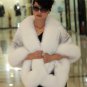Luxuy Large Genuine REAL Mink Fur Shawl with Fox Trim, Black