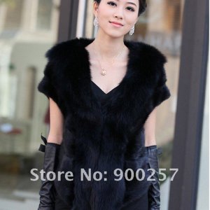 Luxuy Large Genuine REAL Mink Fur Shrug/Cape Black