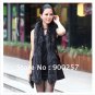 Real Long Lambs Leather Vest with Full Length Genuine Raccoon Fur Collar L