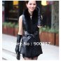 Real Long Lambs Leather Vest with Full Length Genuine Raccoon Fur Collar XL