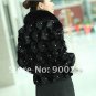 Simple and Elegant, Genuine Real Patched Mink Fur Jacket with Fox Fur Collar L