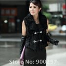 Unique Stylish Genuine Real Short Lambs Leather & Lambs Fur Waistcoat Vest, XXL