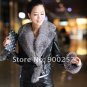 Stylish Real Leather Jacket with Real Fox fur Trims, Black L