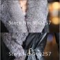 Stylish Real Leather Jacket with Real Fox fur Trims, Beige M