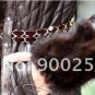 Diamond Patterned Lamb Leather Coat, REAL Mink fur Trimming & Fox Collar, Brown XXL
