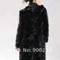 Genuine Real Black Pieced Long Hooded Mink Fur Coat L