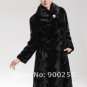 Genuine Real Black Pieced Long Hooded Mink Fur Coat XL