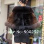 Luxuy Large Genuine REAL Mink Fur Shawl with Fox Trim Dark Brown
