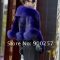 Luxuy Large Genuine REAL Mink Fur Shawl with Fox Trim Dark Blue