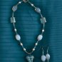 Artisan heart jewelry set lampwork glass opalite swarovski crystal