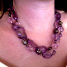 Purple glass beaded necklace