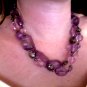 Purple glass beaded necklace