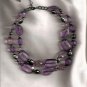 Purple glass beaded necklace