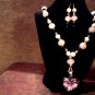 Lampwork glass pendant, Swarovski crystal and pearl ~Set