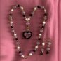 Lampwork glass pendant, Swarovski crystal and pearl ~Set