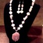 Agate pendant, Amethyst, Swarovski crystal & pearl set