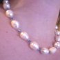 Large genuine Pearl and Sapphire Swarovski Crystal necklace