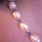 Large genuine Pearl and Sapphire Swarovski Crystal necklace