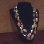 Jade, Jasper, genuine pearl, swarovski crystal double stranded necklace