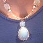 Opal opalite, blue topaz Swarovski crystal, crystal pearl Set