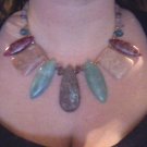 Jasper, Amethyst and Crystal Egyptian fan necklace