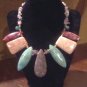 Jasper, Amethyst and Crystal Egyptian fan necklace