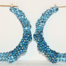 3" Swarovski Two-Color Blue Jean Bamboo EarringsFrom TheiLLLines