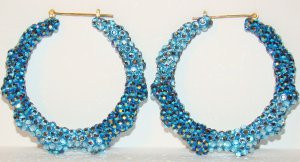 3" Swarovski Two-Color Blue Jean Bamboo EarringsFrom TheiLLLines