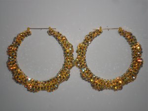 Canary's - Swarovski Crystal Iridescent Yellow Bamboo Earrings On Sale
